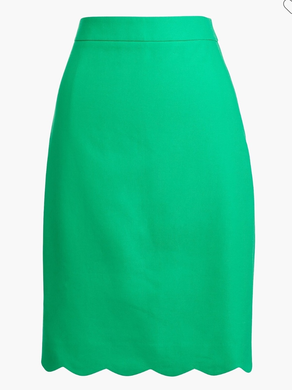 J. Crew Factory Scalloped pencil skirt Kelly Green 12